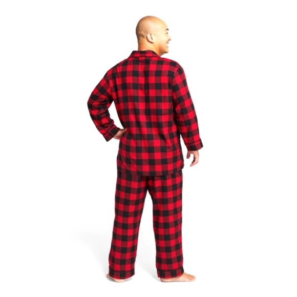 Plaid Buffalo Check Red/Black Flannel Pajamas S - Picture 2 of 6